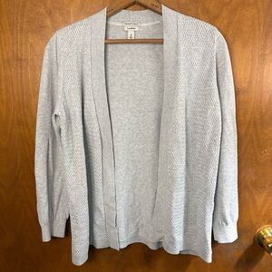 L.L. Bean Women's Gray Open Front Cardigan Sweater Supima Cotton Medium Office
